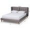 Baxton Studio Gretchen Grey Upholstered and Walnut Wood Queen Size Platform Bed 164-10658 - alternate 7